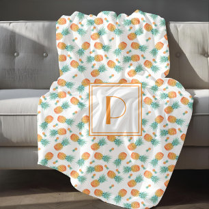 Cobertor Sherpa Padrão moderno de Fruta de ananás monograma