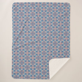 Cobertor Sherpa Padrão Mosaico Azul Empoeirado