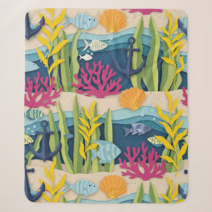 Cobertor Sherpa Padrão Náutico em Aquarela Retro (10)