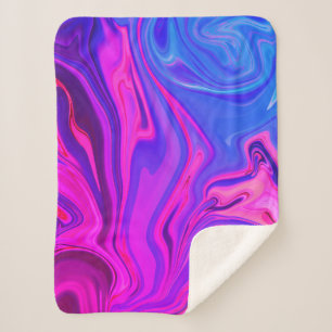 Cobertor Sherpa Padrão Neon Blue Purple Abstrato