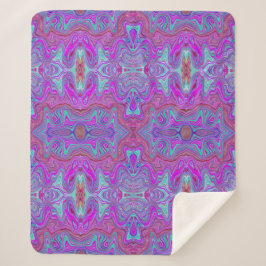 Cobertor Sherpa Padrão Ondulado de Mármore Trippy Magenta e Azul