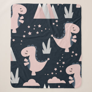 Cobertor Sherpa Padrão perfeito e bonito com dinossauros cor-de-r
