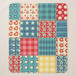 Cobertor Sherpa Padrão perfeito. Vintage patchwork backgrou