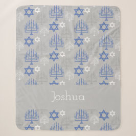 Cobertor Sherpa Padrão Personalizado de Férias de Hanukkah Elegant