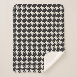 Cobertor Sherpa Padrão Preto Branco Pied-de-Poule