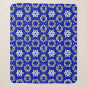 Cobertor Sherpa padrão psicodélico azul e prateado