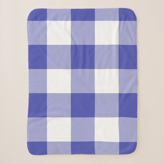 Cobertor Sherpa Padrão Real Azul Gingham (Frente)