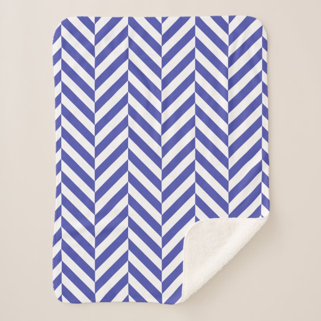 Cobertor Sherpa Padrão Real Blue Geométrico Herringbone (Frente)