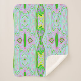 Cobertor Sherpa Padrão retroAbstrato cor-de-rosa, Verde limão e ág