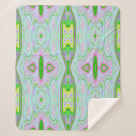 Cobertor Sherpa Padrão retroAbstrato cor-de-rosa, Verde limão e ág