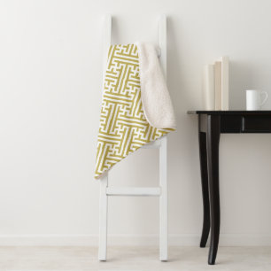 Cobertor Sherpa Padrão Sayagata, japonês, Dourado e branco