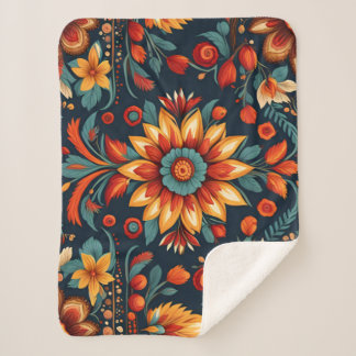 Cobertor Sherpa padrão sem costura com flores