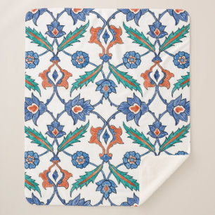 Cobertor Sherpa Padrão sem costura com ornamento floral me imitan