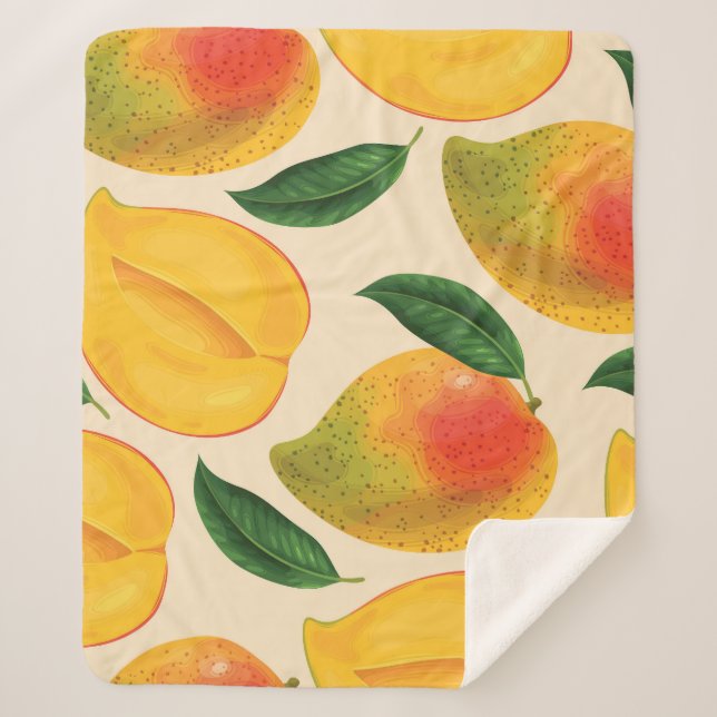 Cobertor Sherpa Padrão sem costura da Fruta de Mango (Frente)