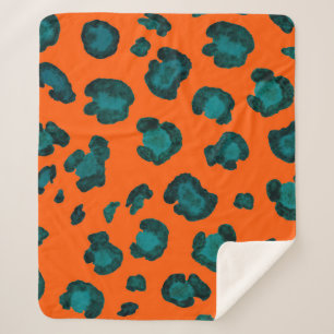 Cobertor Sherpa Padrão sem costura de aquarela com pele-leopardo.
