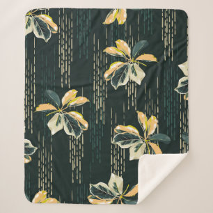 Cobertor Sherpa Padrão sem costura PLANTAS VARIEGADAS Botânicas, f