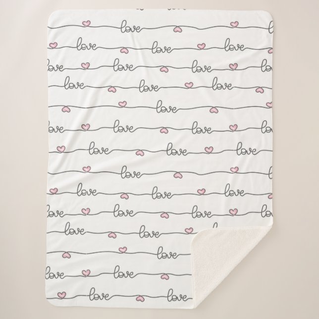 Cobertor Sherpa Padrão sem igual de amor desenhado na mão (Frente)
