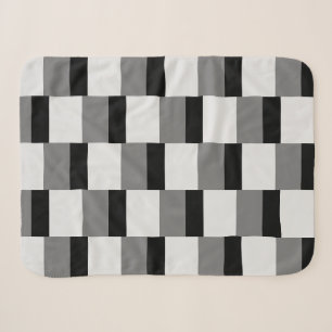 Cobertor Sherpa Padrão Simples Preto e Cinza