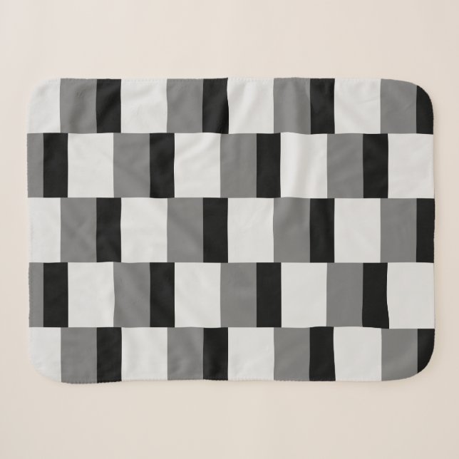 Cobertor Sherpa Padrão Simples Preto e Cinza (Frente (Horizontal))