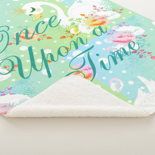 Cobertor Sherpa Padrão Swan Princess Personalizado "Uma Vez por V