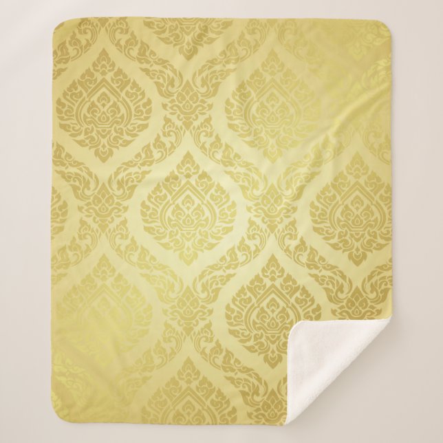 Cobertor Sherpa Padrão Tailandês supremo de ouro de fundo, padrão, (Frente)