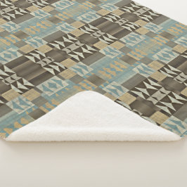 Cobertor Sherpa Padrão Tribal Castanho Azul-Azul-Azul-bege Castanh