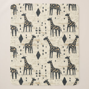 Cobertor Sherpa Padrão Tribal Girafa Boho