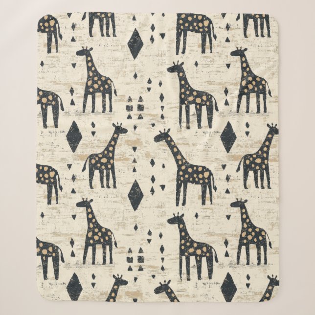 Cobertor Sherpa Padrão Tribal Girafa Boho (Frente)