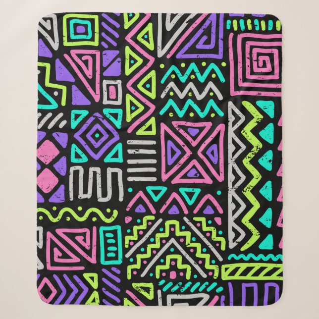 Cobertor Sherpa  padrão uniforme com linhas de abstrato. geométric (Frente)
