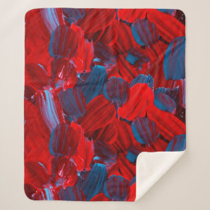 Cobertor Sherpa padrão uniforme de abstrato em cor vermelha e azu