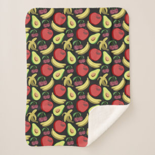 Cobertor Sherpa padrão uniforme de fruta fruta tropical colorida