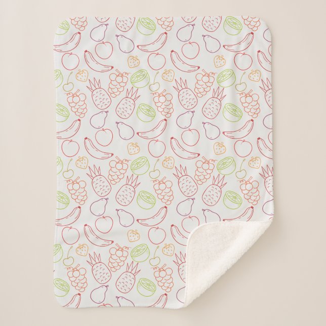 Cobertor Sherpa padrão uniforme de fruta | Padrão da superfície da (Frente)