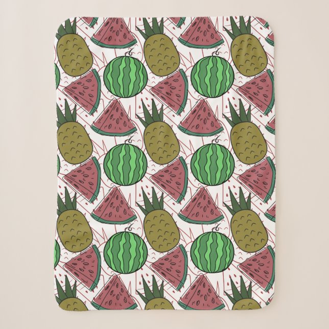 Cobertor Sherpa padrão uniforme de fruta | padrão da superfície da (Frente)