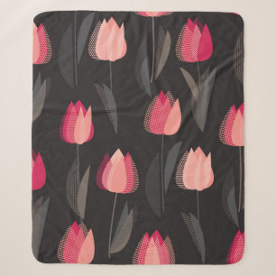Cobertor Sherpa Padrão uniforme de tulipas vermelhas abstrato mod