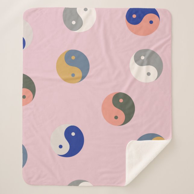 Cobertor Sherpa Padrão uniforme de Yin e Yang, espiritual repetíve (Frente)