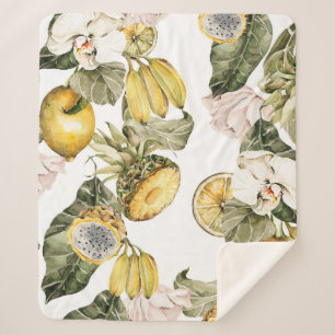 Cobertor Sherpa Padrão uniforme floral de aquarelas. Pintado à mão