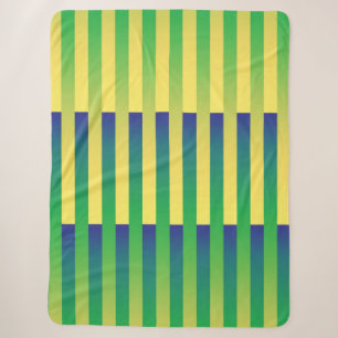 Cobertor Sherpa Padrão Verde Amarelo Azul Striped