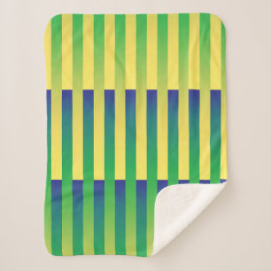 Cobertor Sherpa Padrão Verde Amarelo Azul Striped