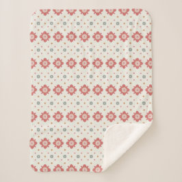 Cobertor Sherpa Padrão Vermelho e Creme Vintage Quente