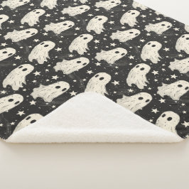 Cobertor Sherpa Padrão Vintage Halloween Spooky Ghosts & Stars