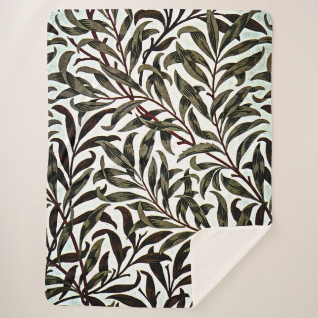 Cobertor Sherpa Padrão William Morris, Willow Bough (Frente)