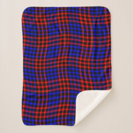 Cobertor Sherpa Padrão Xadrez Seamless em Xadrez Azul Vermelho