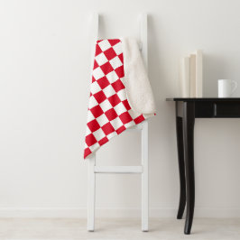 Cobertor Sherpa Padrão Xadrez Vermelho e Branco