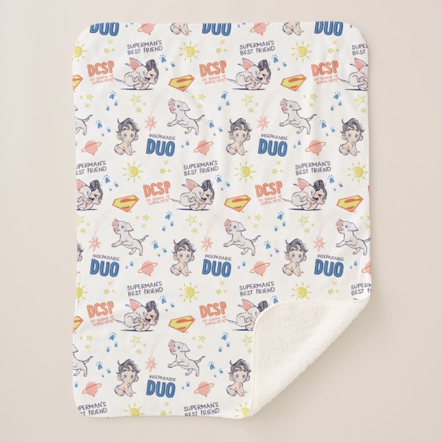 Cobertor Sherpa Padrões Baby Krypto e Superman (Frente)