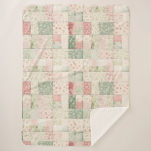 Cobertor Sherpa Padrões de Colcha Floral Rosa Menta Ocidental