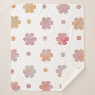 Cobertor Sherpa Padrões de cor laranja-branca e flor rosa