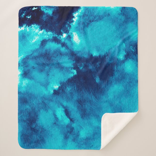 Cobertor Sherpa Padrões de Moda Fantasma Azul - Plash Watercol (Frente)