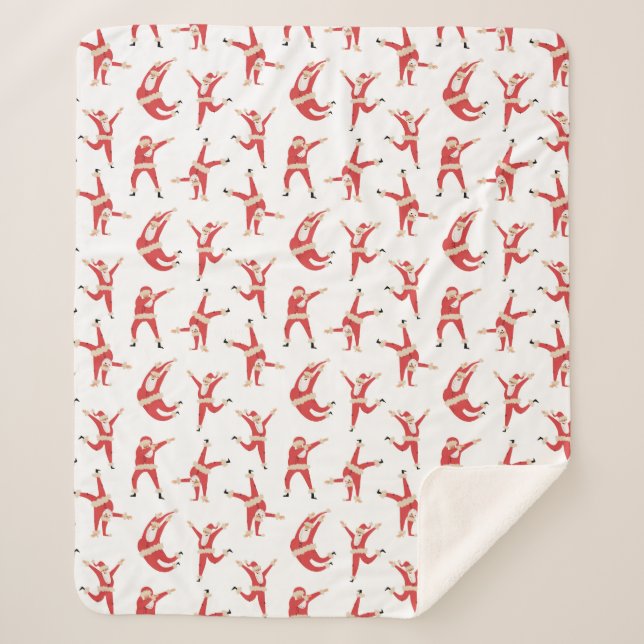 Cobertor Sherpa Padrões de Natal Divertidos para Papais noeis Dabb (Frente)