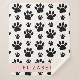 Cobertor Sherpa Padrões de pata, patas de cão, preto e branco, seu