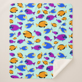 Cobertor Sherpa Padrões de Peixes Tropicais Coloridos no Mar Azul
